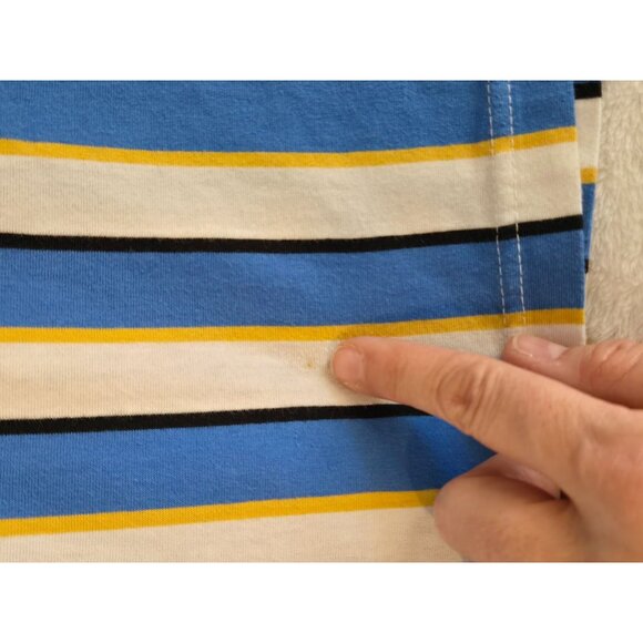 Nickelodeon SpongeBob Blue Yellow Striped T-Shirt Embroidered Bob, Boys Large - Picture 7 of 13